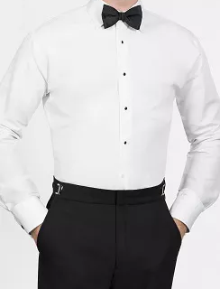 Ivory Microfiber Wing Collar Tuxedo Shirt with 1/4 Inch Pleats 